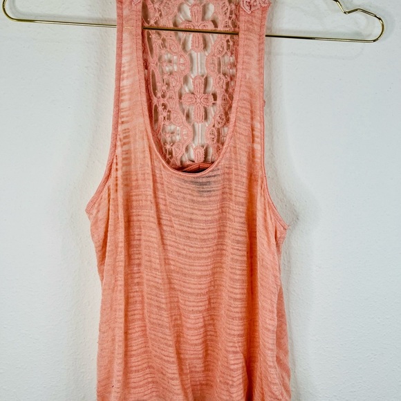 American Dream Women’s Small Coral Sleeveless Crochet Racerback Tank Top Boho - Picture 3 of 9